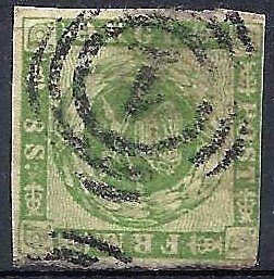 DENMARK 1858 Scott 8 used fvf imperf