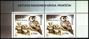 LITHUANIA 2020-02 FAUNA: Red Book of Lithuania. Bird Owl. Top PAIR, MNH