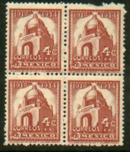 MEXICO 731, 4c Revolution Monument. Block of four. MNH (89)