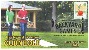 21-236, 2021, Backyard Games, First Day Cover, Pictorial Postmark, Cornhole,