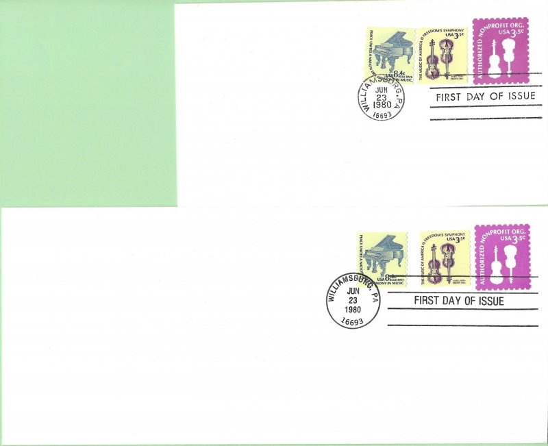 Scott# U590 Die222,   US envelopes set of 2 wag FDC