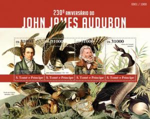 SAO TOME E PRINCIPE 2015 SHEET JAMES AUDUBON ART st15311a