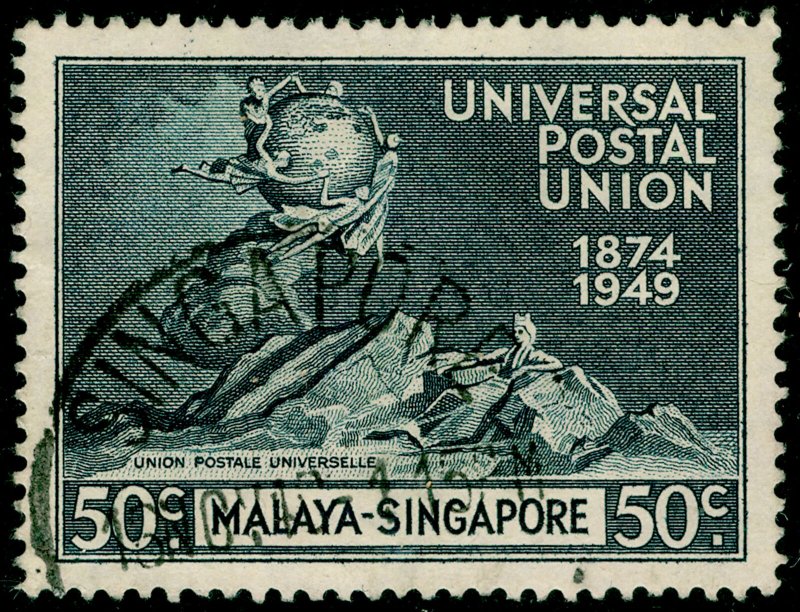 SINGAPORE SG36, 50c blue-black, FINE USED.