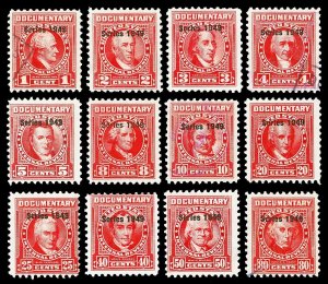 Scott R511-R522 1c-80c 1949 Dated Red Revenues Mint/Used Cat $16.70