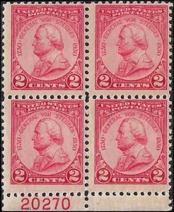 689 Mint,OG,NH... Block of 4... SCV $3.00... w/Plate number