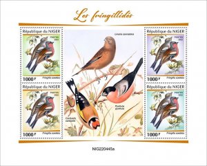 NIGER - 2022 - Finches - Perf 4v Sheet - Mint Never Hinged