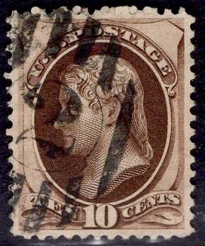 US Stamp #161 10c Brown Jefferson USED SCV $25