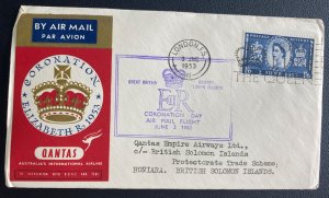 1953 London England first day Cover To Solomon Queen Elizabeth II Coronation