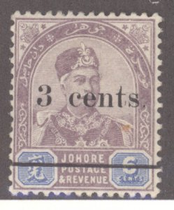 Malay States- Johore, Scott #28, MH