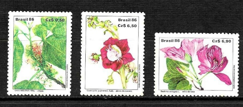 #1900 BRASIL BRAZIL1986 FLORA FLOWERS  YV 1804-6 MI 2185-7 MNH 