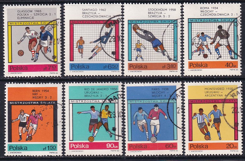 Poland 1966 Sc 1405-12 World Cup Soccer Championship Wembley England Stamp CTO