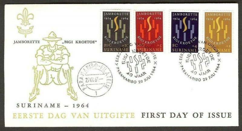 1964 Surinam 40th anniv Boy Scouts FDC