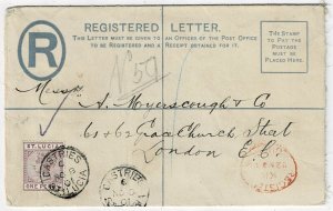 St. Lucia 1901 Castries cancel on registry envelope to England