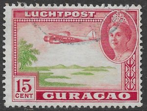 Netherlands Antilles Scott C19 Used 15c Plane over Islands Air Mail 1942 Issue