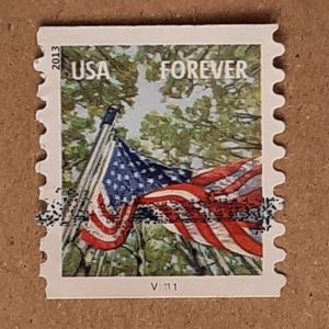 US Scott # 4768; used (46c) Flags, 2013; PNC # V1111; XF centering; off paper