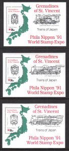 St Vincent Grenadines 787-790 Trains Souvenir Sheets MNH VF