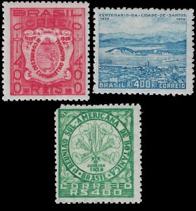 Brazil 1939 Sc 476-78 MH vf corner pull on 478