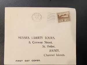 1943 Jersey Occupied England FIRST DAY COVER to LIBERTY TOURS FDC