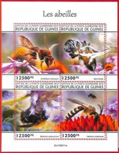 A1973 - GUINEA, ERROR: MISSPERF, MINIATURE SHEET - 2019, bees-