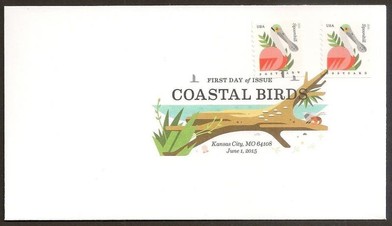 US 4995 Coastal Birds Spoonbill (coil) DCP FDC 2015
