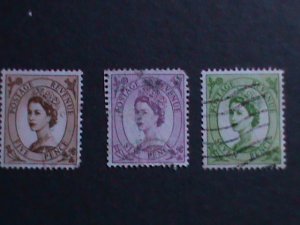 ​GREAT BRITAIN-1952 SC#299-301 QUEEN ELIZABETH II  FANCY CANCEL  71 YEARS OLD