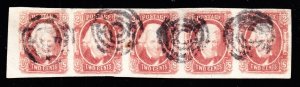 US CSA 8 2c Jackson Used Strip of 5 w/ Full Margins SCV $3000