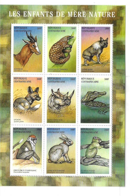 Central African Republic 2001 Fauna Sheet Sc 1389 MNH C1