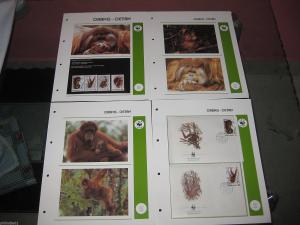 Indonesia 1989 Orangutan Monkey Wildlife Animals Sc 1380-83 set on WWF pages