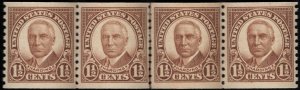 US #686 VF mint never hinged, Line Strip of 4,  VERY NICE!