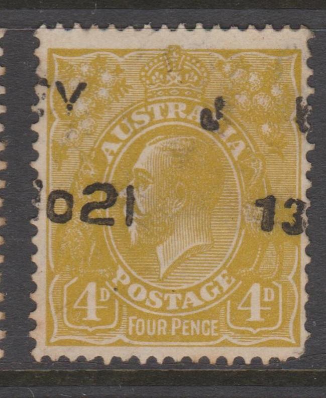 Australia 1933 KGV 4d Olive Bistre Sc#118 Used