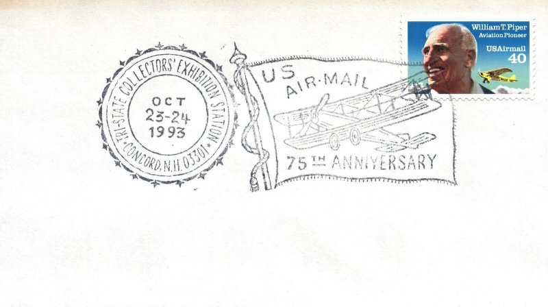 US SPECIAL EVENT CANCEL COVER US AIRMAIL 75th ANNIVERSARY AT CONCORD N.H. 1993