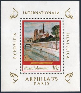 Romania 2550, MNH. Mi 3265 Bl.120. ARPHILA-1975, Paris. On the Bank of the Seine