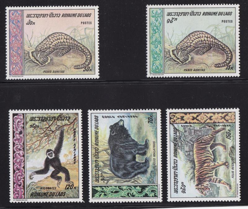 Laos Animals (Scott #192-93 + C59-61) MNH 