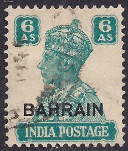 Bahrain 1942 - 45 KGV1 6a Green on India used SG 48 ( K818 )