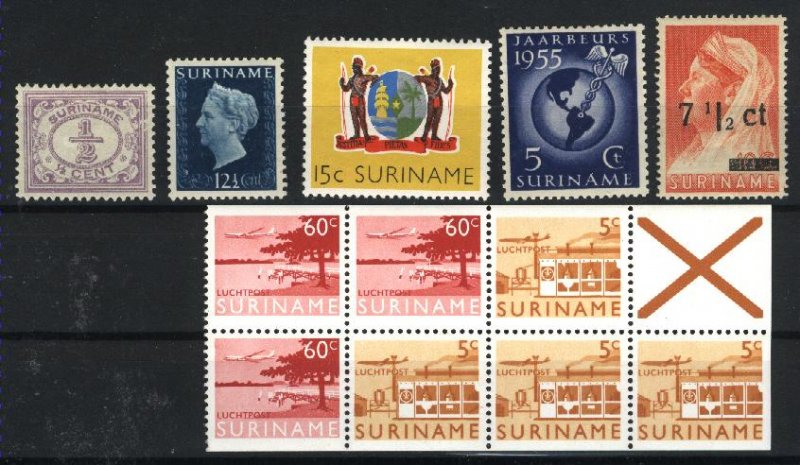 Surinam #44,221,253,4xC75,3xC82, +1   Mint VF  PD