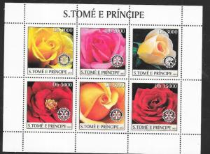 St.Thomas & Prince Islands  #1513  Rotary Emblem & Roses  sheet (MNH) CV$9.00