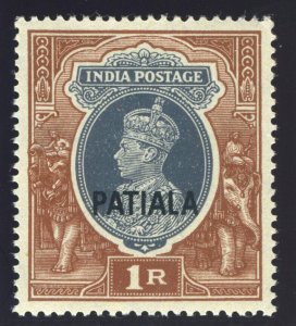 India - Patiala 1946 KGVI 1r grey & red-brown superb MNH. SG 102. Sc 115.