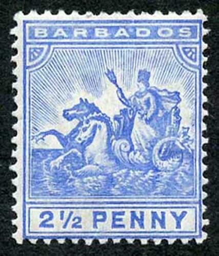 Barbados SG139 2 1/2d Blue wmk Mult Crown CA M/Mint 