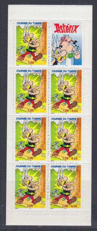 France Sc 2707b MNH. 1999 unfolded booklet, Pane of 7 + Tab, Asterix