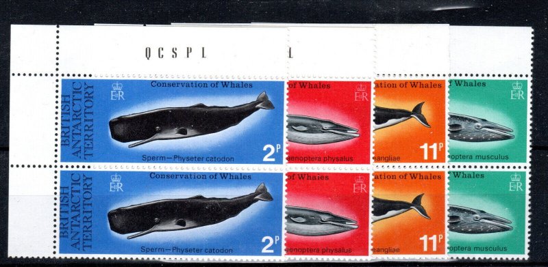 British Antarctic Territory 1977 Whale Conservation set SG 1479-82 MNH pairs