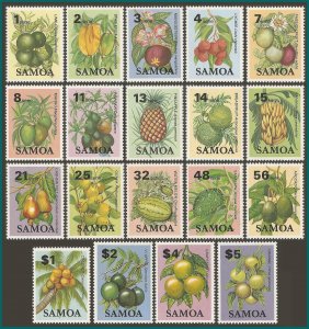 Samoa 1983/84 Fruit,  MNH #600-618,SG647-SG665