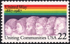 SC#2275 22¢ United Way 100th Anniversary Single (1987) MNH