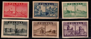 Poland Scott 374-379 MH* Imperforate set views of Warsaw