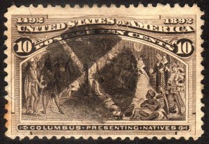 1893, US 10c, Columbus Presenting Natives, Used, Sc 237