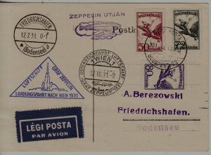 Hungary/Austria/Germany Zeppelin card 10.7.31 Budapest