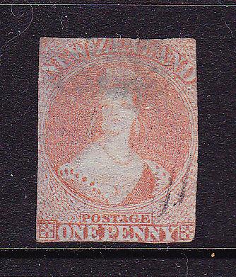 NEW ZEALAND FFQ 1d RED IMPERF NO WMK  SG 4 CHALON