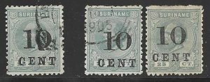 NETHERLAND SURINAME 1898 SCOTT # 34 AB ULTRA COLOR PERF 11 1/2 X 12 TYPE 2