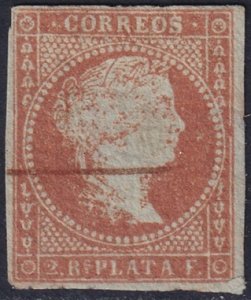 Cuba 1855 Sc 4 used light pen cancel heavy hinge