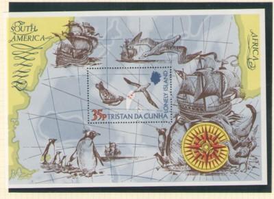 Tristan da Cunha Sc 195 Map Penquin stamp sheet mint NH