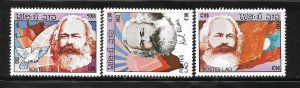 Laos 1983 Karl Marx Flag Sc 499-501 MNH A2894